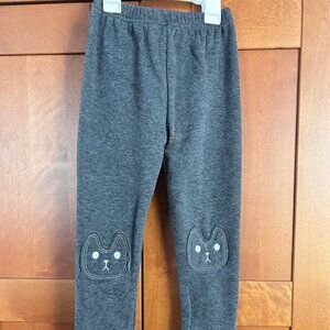 Kids Girls Winter Leggings Bunny Printed Thick Warm Fleece Pants